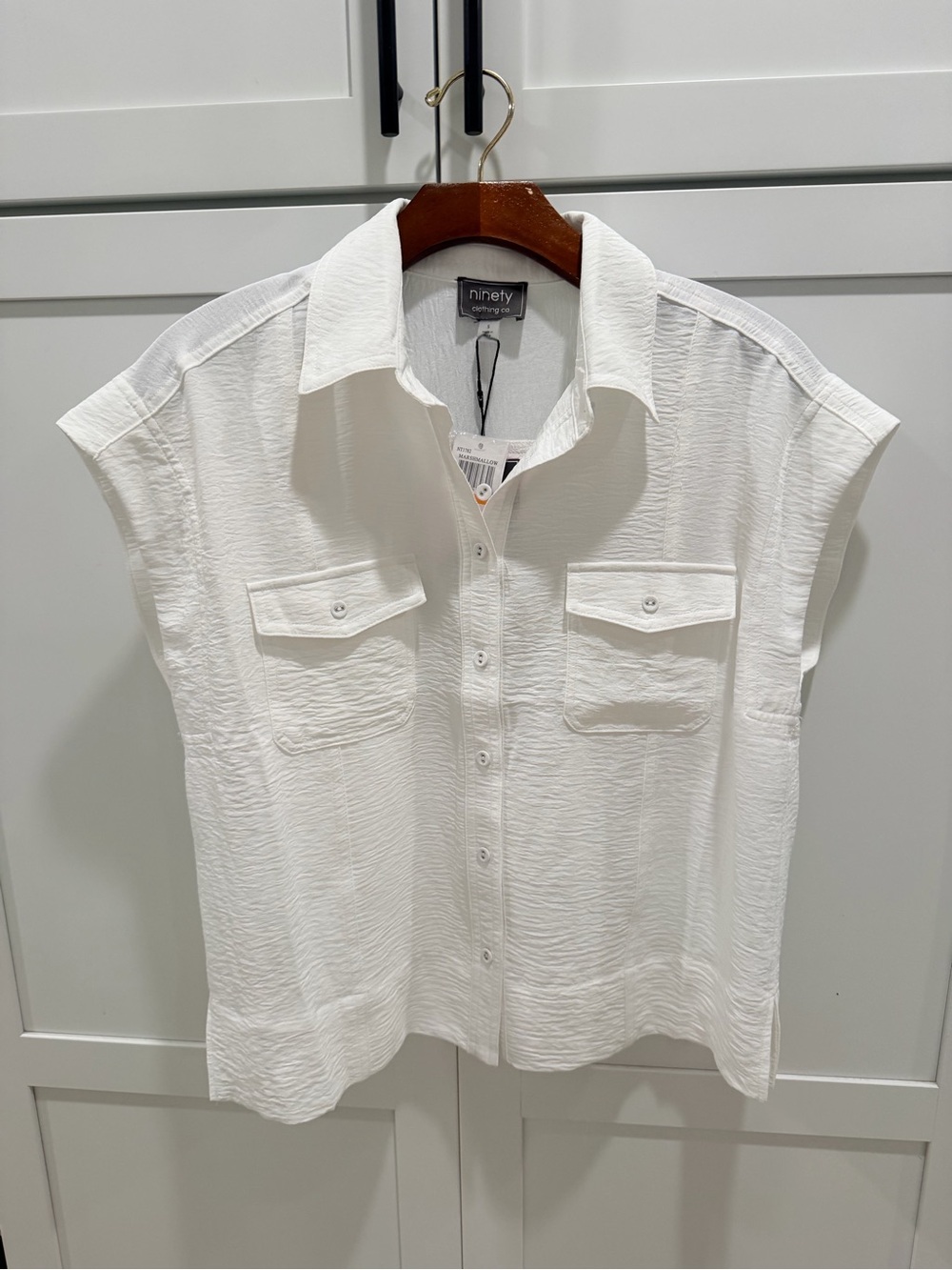NWT Ninety Clothing Co Marshmallow White Button Down Top S $54